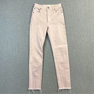 Denim Forum The Yoko High Rise Jeans Women’s Size 23 Pink Slim Raw Hem
